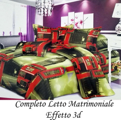 COMPLETO LETTO 3D LENZUOLA MATRIMONIALE SOTTO SOPRA COPRI CUSCINI BUS LONDINESE Casa e cucina/Tessili per la casa/Biancheria da letto/Lenzuola e federe/Set di lenzuola e federe Trade Shop italia - Napoli, Commerciovirtuoso.it