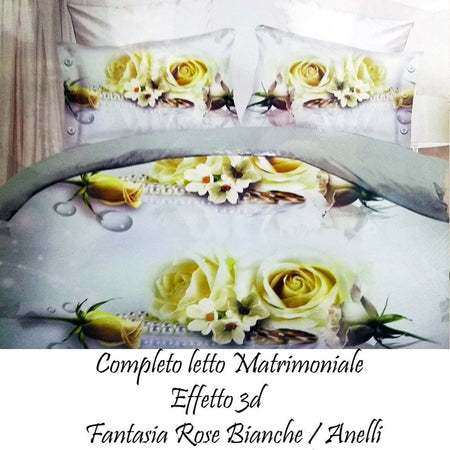 COMPLETO LETTO 3D LENZUOLA MATRIMONIALE SOTTO SOPRA COPRICUSCINI ROSE CON ANELLI Casa e cucina/Tessili per la casa/Biancheria da letto/Lenzuola e federe/Set di lenzuola e federe Trade Shop italia - Napoli, Commerciovirtuoso.it