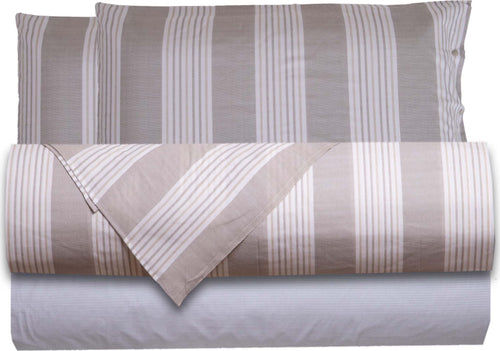 Completo Letto Con Lenzuola E Federe Stampa Fantasia a Righe in 100% Cotone Made in Italy Righe Tortora Casa e cucina/Tessili per la casa/Biancheria da letto/Lenzuola e federe/Set di lenzuola e federe Smartdecohome - Sesto San Giovanni, Commerciovirtuoso.it