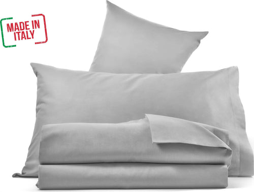Completo Letto in puro Cotone Organico Grigio Made in italy Traspirante e Confortevole Casa e cucina/Tessili per la casa/Biancheria da letto/Lenzuola e federe/Set di lenzuola e federe Smartdecohome - Sesto San Giovanni, Commerciovirtuoso.it