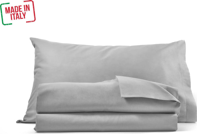 Completo Letto in puro Cotone Organico Grigio Made in italy Traspirante e Confortevole Casa e cucina/Tessili per la casa/Biancheria da letto/Lenzuola e federe/Set di lenzuola e federe Smartdecohome - Sesto San Giovanni, Commerciovirtuoso.it