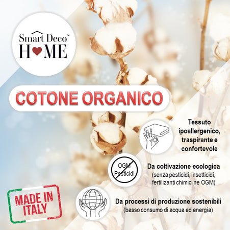 Completo Letto in puro Cotone Organico Latte/Bianco Made in italy Traspirante e Confortevole Casa e cucina/Tessili per la casa/Biancheria da letto/Lenzuola e federe/Set di lenzuola e federe Smartdecohome - Sesto San Giovanni, Commerciovirtuoso.it
