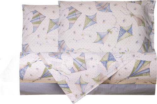 Completo Letto Lenzuola 100% Cotone Made In Italy Aquiloni Azzurro Casa e cucina/Tessili per la casa/Biancheria da letto/Lenzuola e federe/Set di lenzuola e federe Smartdecohome - Sesto San Giovanni, Commerciovirtuoso.it