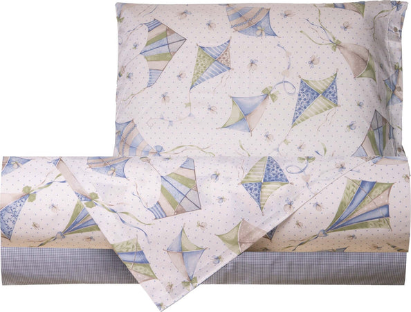 Completo Letto Lenzuola 100% Cotone Made In Italy Aquiloni Azzurro Casa e cucina/Tessili per la casa/Biancheria da letto/Lenzuola e federe/Set di lenzuola e federe Smartdecohome - Sesto San Giovanni, Commerciovirtuoso.it