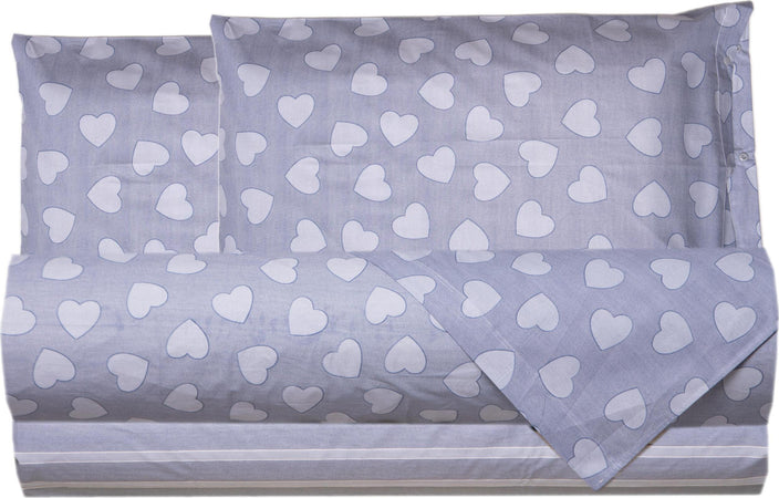 Completo-letto-lenzuola-100%-cotone-made-in-italy-CUORI-AZZURRO