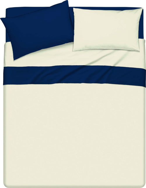 Completo Letto Lenzuola Bicolor in 100% Cotone Made in Italy Beige/ Blu Notte Casa e cucina/Tessili per la casa/Biancheria da letto/Lenzuola e federe/Lenzuola Novilunio - Sesto San Giovanni, Commerciovirtuoso.it