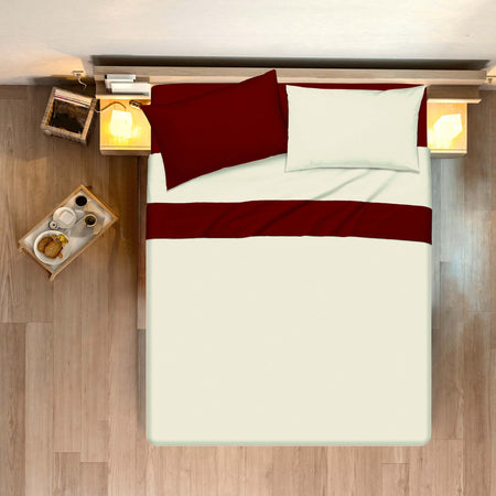 Completo Letto Lenzuola Bicolor in 100% Cotone Made in Italy Beige/ Bordeaux Casa e cucina/Tessili per la casa/Biancheria da letto/Lenzuola e federe/Lenzuola Novilunio - Sesto San Giovanni, Commerciovirtuoso.it