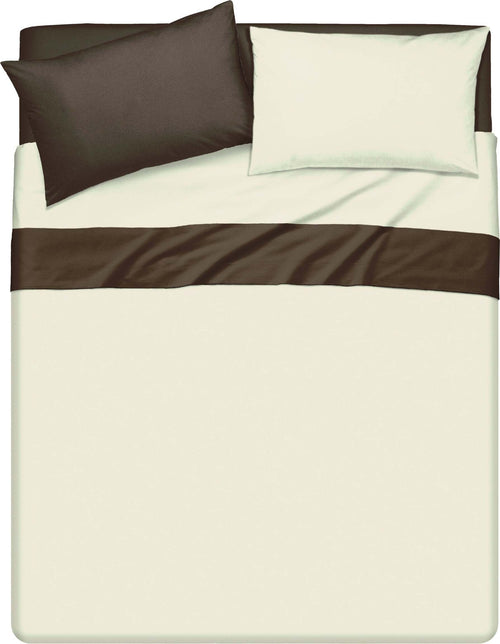 Completo Letto Lenzuola Bicolor in 100% Cotone Made in Italy Beige/ Cacao Casa e cucina/Tessili per la casa/Biancheria da letto/Lenzuola e federe/Lenzuola Novilunio - Sesto San Giovanni, Commerciovirtuoso.it