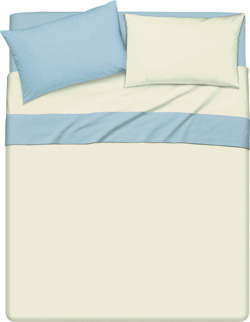 Completo Letto Lenzuola Bicolor in 100% Cotone Made in Italy Beige/ Cielo Casa e cucina/Tessili per la casa/Biancheria da letto/Lenzuola e federe/Lenzuola Novilunio - Sesto San Giovanni, Commerciovirtuoso.it