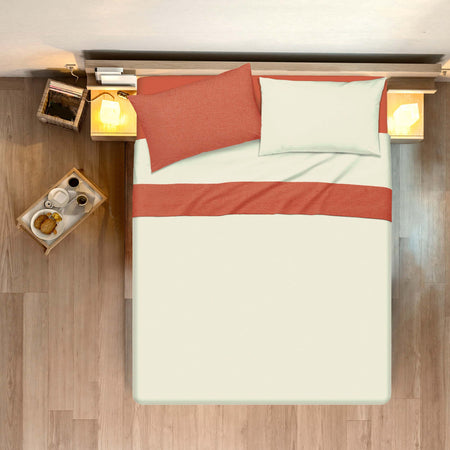 Completo Letto Lenzuola Bicolor in 100% Cotone Made in Italy Beige/ Corallo Casa e cucina/Tessili per la casa/Biancheria da letto/Lenzuola e federe/Lenzuola Novilunio - Sesto San Giovanni, Commerciovirtuoso.it