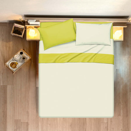 Completo Letto Lenzuola Bicolor in 100% Cotone Made in Italy Beige/ Giallo Sole Casa e cucina/Tessili per la casa/Biancheria da letto/Lenzuola e federe/Lenzuola Novilunio - Sesto San Giovanni, Commerciovirtuoso.it