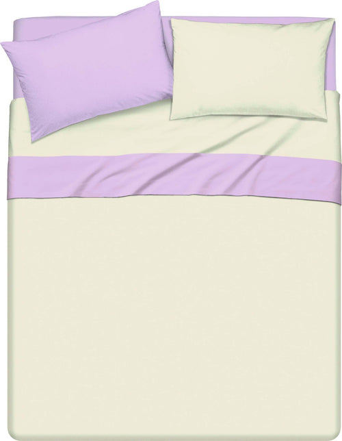 Completo Letto Lenzuola Bicolor in 100% Cotone Made in Italy Beige/ Glicine Casa e cucina/Tessili per la casa/Biancheria da letto/Lenzuola e federe/Lenzuola Novilunio - Sesto San Giovanni, Commerciovirtuoso.it
