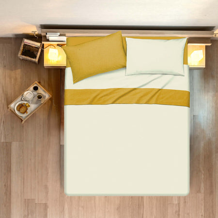 Completo Letto Lenzuola Bicolor in 100% Cotone Made in Italy Beige/ Ocra Casa e cucina/Tessili per la casa/Biancheria da letto/Lenzuola e federe/Lenzuola Novilunio - Sesto San Giovanni, Commerciovirtuoso.it