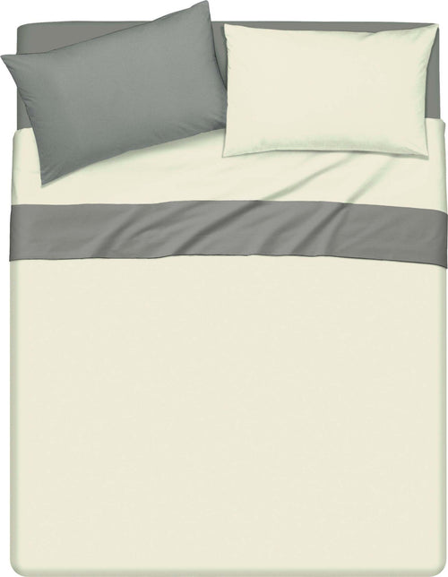 Completo Letto Lenzuola Bicolor In 100% Cotone Made In Italy Beige/grigio Fumo Casa e cucina/Tessili per la casa/Biancheria da letto/Lenzuola e federe/Lenzuola Novilunio - Sesto San Giovanni, Commerciovirtuoso.it
