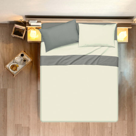 Completo Letto Lenzuola Bicolor In 100% Cotone Made In Italy Beige/grigio Fumo Casa e cucina/Tessili per la casa/Biancheria da letto/Lenzuola e federe/Lenzuola Novilunio - Sesto San Giovanni, Commerciovirtuoso.it