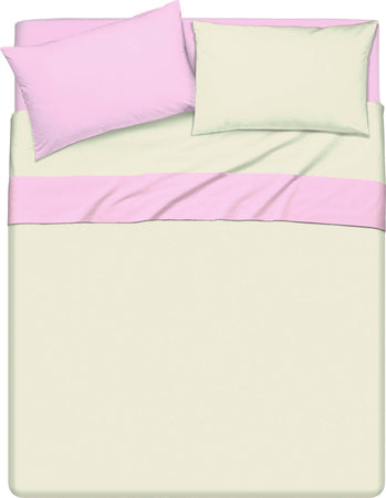 Completo Letto Lenzuola Bicolor In 100% Cotone Made In Italy Beige/rosa Casa e cucina/Tessili per la casa/Biancheria da letto/Lenzuola e federe/Lenzuola Novilunio - Sesto San Giovanni, Commerciovirtuoso.it