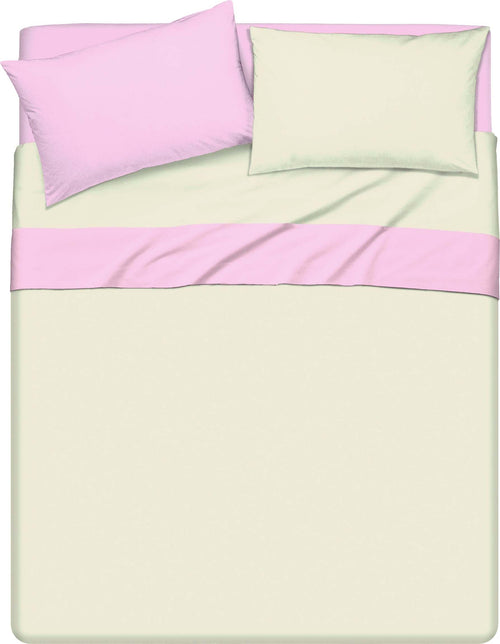 Completo Letto Lenzuola Bicolor In 100% Cotone Made In Italy Beige/rosa Casa e cucina/Tessili per la casa/Biancheria da letto/Lenzuola e federe/Lenzuola Novilunio - Sesto San Giovanni, Commerciovirtuoso.it