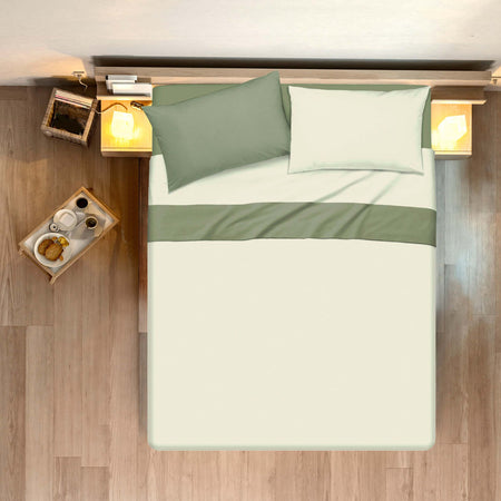 Completo Letto Lenzuola Bicolor In 100% Cotone Made In Italy Beige/salvia Casa e cucina/Tessili per la casa/Biancheria da letto/Lenzuola e federe/Lenzuola Novilunio - Sesto San Giovanni, Commerciovirtuoso.it