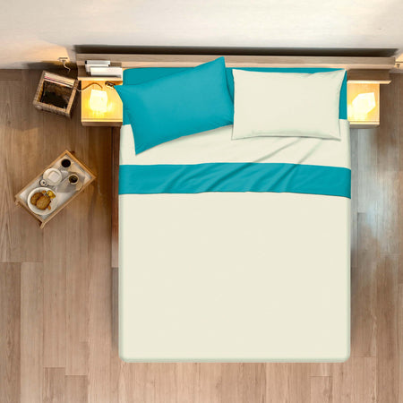 Completo Letto Lenzuola Bicolor In 100% Cotone Made In Italy Beige/verde Azzorre Casa e cucina/Tessili per la casa/Biancheria da letto/Lenzuola e federe/Lenzuola Novilunio - Sesto San Giovanni, Commerciovirtuoso.it