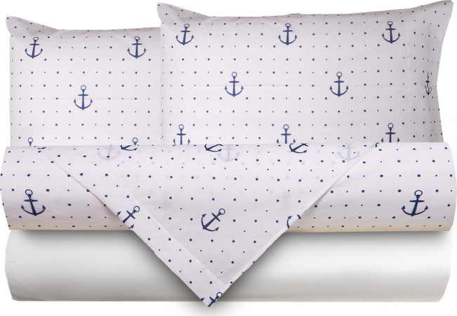 Completo Letto Lenzuola Federe Bifaccia Double Face Stampa Digitale In Cotone Made In Italy Ancore Casa e cucina/Tessili per la casa/Biancheria da letto/Lenzuola e federe/Lenzuola Novilunio - Sesto San Giovanni, Commerciovirtuoso.it