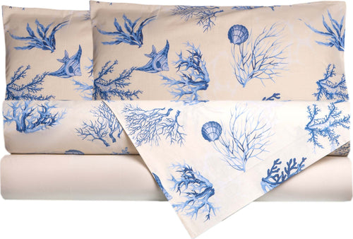Completo Letto Lenzuola Federe Bifaccia Double Face Stampa Digitale In Cotone Made In Italy Coralli Azzurro Casa e cucina/Tessili per la casa/Biancheria da letto/Lenzuola e federe/Lenzuola Novilunio - Sesto San Giovanni, Commerciovirtuoso.it