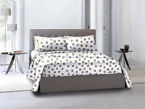 Completo-letto-lenzuola-federe-bifaccia-double-face-stampa-digitale-in-cotone-made-in-italy-DOT-MAXI-TORTORA/BIANCO