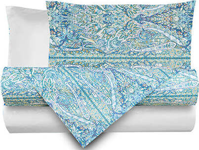 Completo-letto-lenzuola-federe-bifaccia-double-face-stampa-digitale-in-cotone-made-in-italy-INDIA/BIANCO