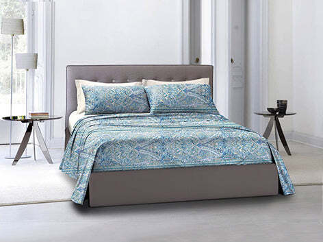 Completo-letto-lenzuola-federe-bifaccia-double-face-stampa-digitale-in-cotone-made-in-italy-INDIA/BIANCO