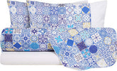 Completo-letto-lenzuola-federe-bifaccia-double-face-stampa-digitale-in-cotone-made-in-italy-MAIOLICHE-DI-VIETRI/BIANCO