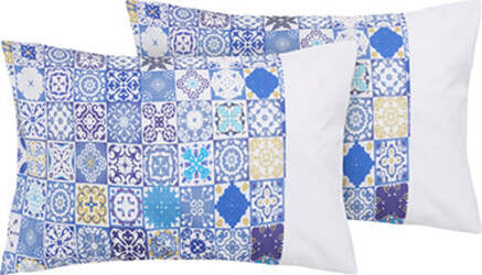 Completo-letto-lenzuola-federe-bifaccia-double-face-stampa-digitale-in-cotone-made-in-italy-MAIOLICHE-DI-VIETRI/BIANCO