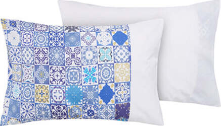 Completo-letto-lenzuola-federe-bifaccia-double-face-stampa-digitale-in-cotone-made-in-italy-MAIOLICHE-DI-VIETRI/BIANCO