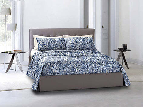 Completo-letto-lenzuola-federe-bifaccia-double-face-stampa-digitale-in-cotone-made-in-italy-PAISLEY-BLU/BIANCO