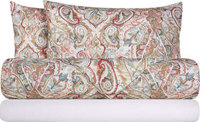 Completo-letto-lenzuola-federe-bifaccia-double-face-stampa-digitale-in-cotone-made-in-italy-PAISLEY-DORADO/BIANCO