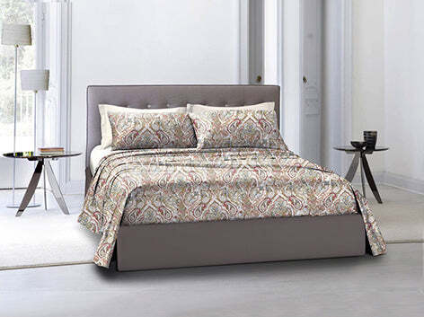 Completo-letto-lenzuola-federe-bifaccia-double-face-stampa-digitale-in-cotone-made-in-italy-PAISLEY-DORADO/BIANCO