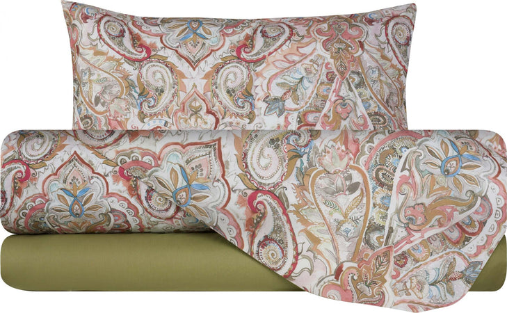 Completo letto lenzuola federe bifaccia double face stampa digitale in cotone made in italy PAISLEY DORATO Casa e cucina/Tessili per la casa/Biancheria da letto/Lenzuola e federe/Lenzuola Novilunio - Sesto San Giovanni, Commerciovirtuoso.it