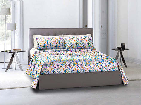 Completo-letto-lenzuola-federe-bifaccia-double-face-stampa-digitale-in-cotone-made-in-italy-PAISLEY-MULTICOLOR/BIANCO