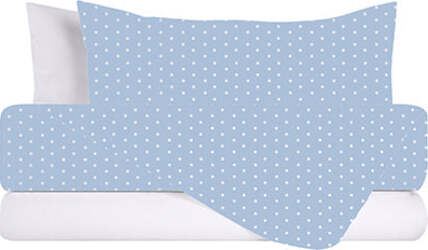 Completo-letto-lenzuola-federe-bifaccia-double-face-stampa-digitale-in-cotone-made-in-italy-POIS-BIANCHI-SU-CELESTE/BIANCO