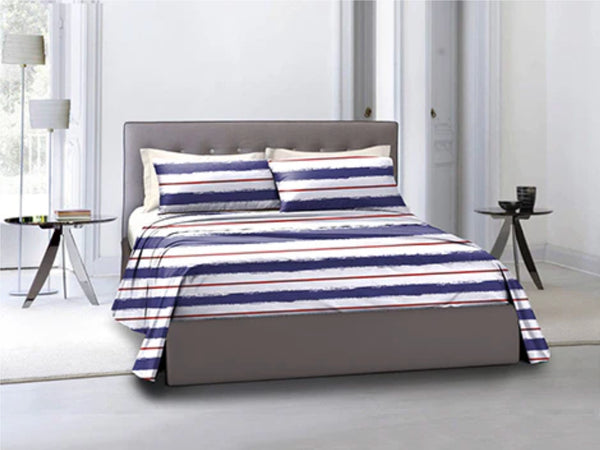 Completo-letto-lenzuola-federe-bifaccia-double-face-stampa-digitale-in-cotone-made-in-italy-RIGHE-BIANCO-ROSSO-BLU/BIANCO