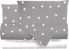 Completo-letto-lenzuola-federe-bifaccia-double-face-stampa-digitale-in-cotone-made-in-italy-STELLINE-BIANCHE-SU-GRIGIO/BIANCO