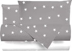 Completo-letto-lenzuola-federe-bifaccia-double-face-stampa-digitale-in-cotone-made-in-italy-STELLINE-BIANCHE-SU-GRIGIO/BIANCO