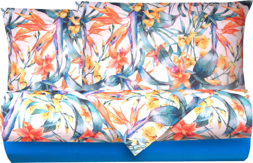 Completo Letto Lenzuola Federe Bifaccia Double Face Stampa Digitale In Cotone Made In Italy Tropici/bluette Casa e cucina/Tessili per la casa/Biancheria da letto/Lenzuola e federe/Lenzuola Novilunio - Sesto San Giovanni, Commerciovirtuoso.it