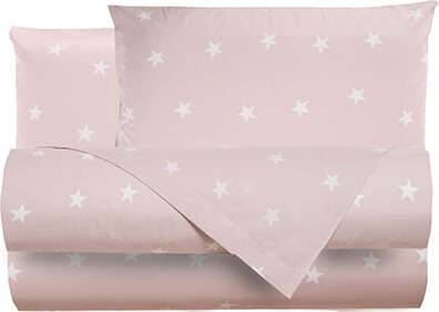 Completo-letto-lenzuola-in-cotone-made-in-italy-STELLINE-BIANCHE-SU-FONDO-ROSA