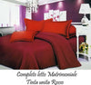 Completo-Letto-Lenzuola-Matrimoniale-Con-Copri-Cuscini-Tinta-Unita-Colore-Rosso