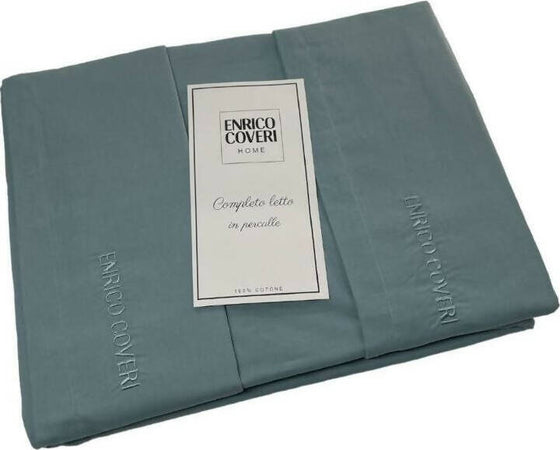 Completo Letto Matrimoniale In Percalle Di Puro Cotone 100% Enrico Coveri Con Applicazione Del Logo Ricamato Casa e cucina/Tessili per la casa/Biancheria da letto/Lenzuola e federe/Set di lenzuola e federe Puleo Casa - Palermo, Commerciovirtuoso.it