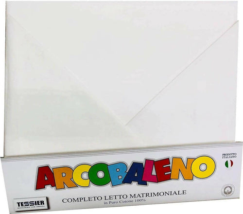 Completo letto matrimoniale in puro cotone 100% arcobaleno by tessier set lenzuola sopra sotto con angoli e federe Casa e cucina/Tessili per la casa/Biancheria per la cameretta/Lenzuola e federe/Set di lenzuola e federe Puleo Casa - Palermo, Commerciovirtuoso.it
