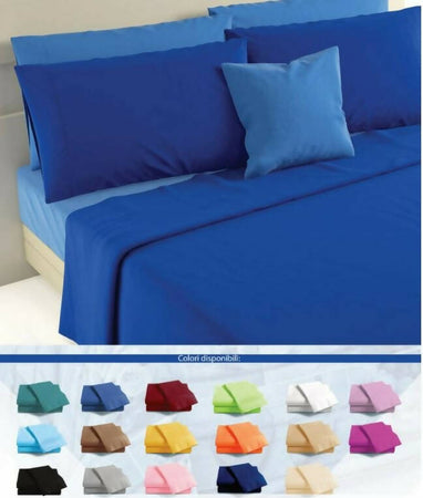 Completo-Letto-Matrimoniale-Irge-In-Puro-Cotone-100%-Completo-Di-Coppia-Federe-E-Lenzuolo-Sotto-Con-Angoli