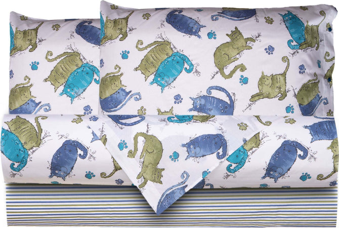Completo Letto Set Di Lenzuola E Federe Letto Stampa Fantasia in 100% Cotone Made in Italy Fantasia Gatti Azzurro Casa e cucina/Tessili per la casa/Biancheria da letto/Lenzuola e federe/Set di lenzuola e federe Smartdecohome - Sesto San Giovanni, Commerciovirtuoso.it