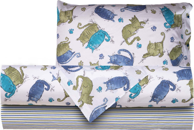 Completo Letto Set Di Lenzuola E Federe Letto Stampa Fantasia in 100% Cotone Made in Italy Fantasia Gatti Azzurro Casa e cucina/Tessili per la casa/Biancheria da letto/Lenzuola e federe/Set di lenzuola e federe Smartdecohome - Sesto San Giovanni, Commerciovirtuoso.it