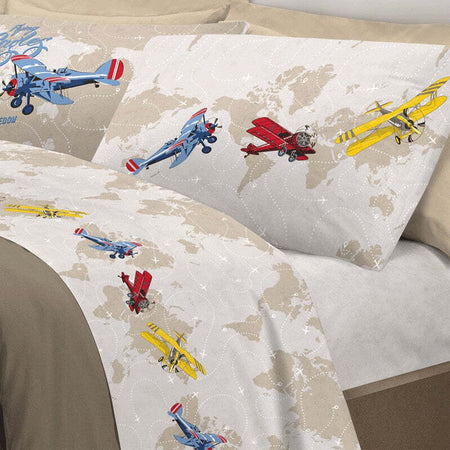 Completo-letto-singolo-Aeroplani-in-cotone