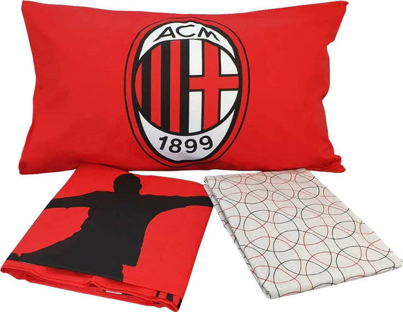 Completo Letto Singolo In Puro Cotone Milan Con Federe E Lenzuola Sopra E Sotto Articolo Ufficiale Milan Casa e cucina/Tessili per la casa/Biancheria per la cameretta/Lenzuola e federe/Set di lenzuola e federe Puleo Casa - Palermo, Commerciovirtuoso.it